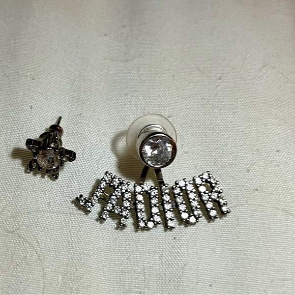 Designer inspired asymmetric CZ earrings - Picture 3 of 6